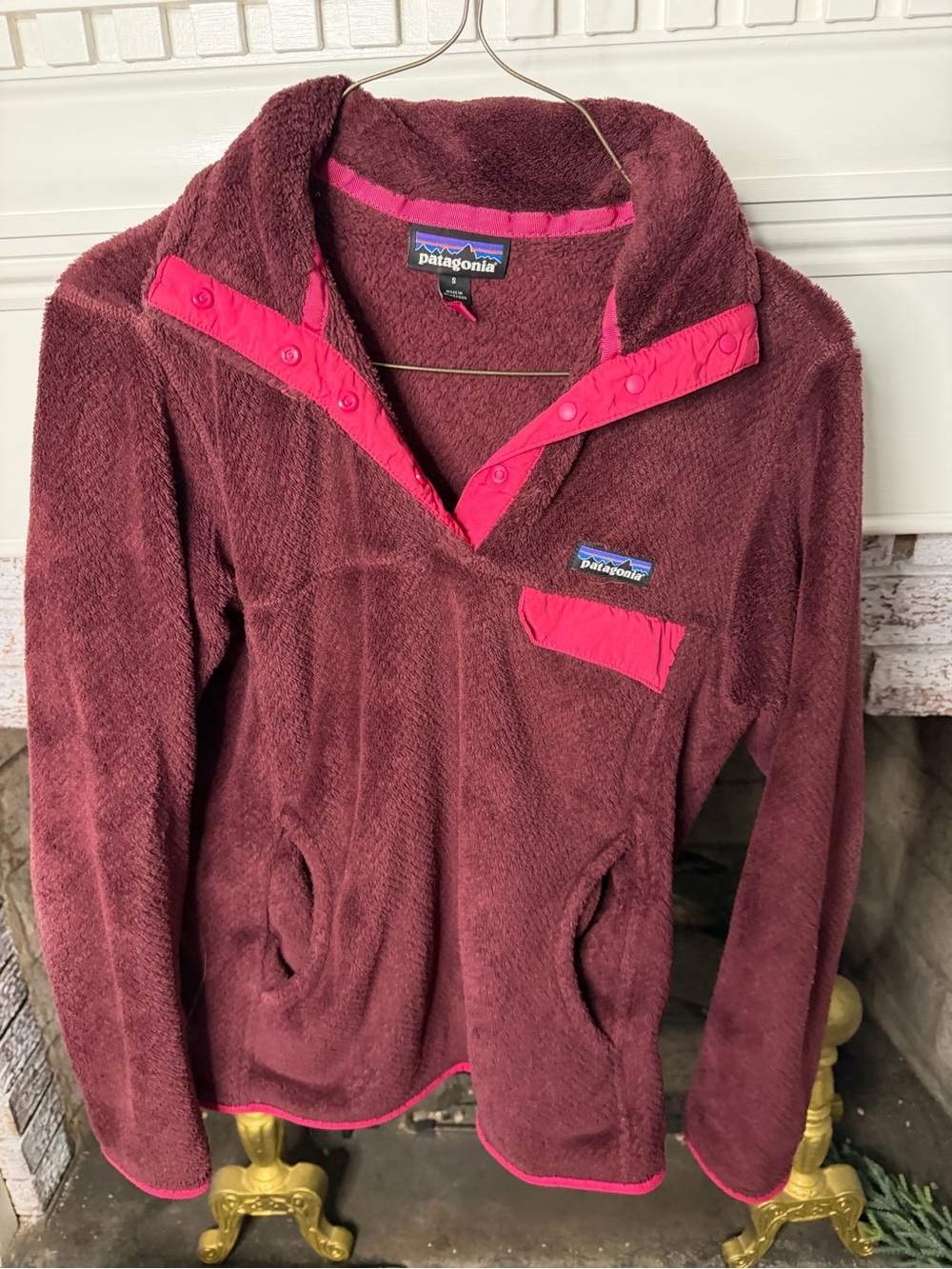 Patagonia Women's Small Snap-T Fleece Pullover Burgundy Pink